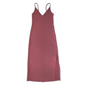 Abercrombie & Fitch Soft Collection Ribbed Seamless Side Slit Midi Dress